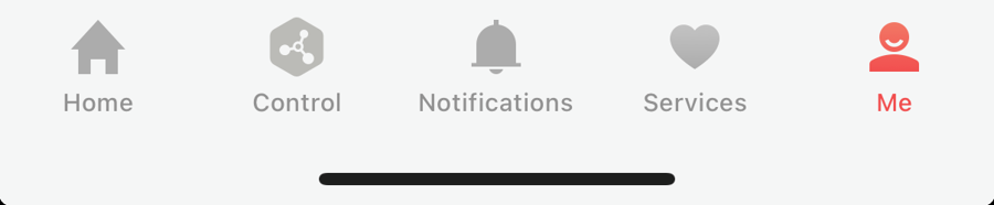 The Hik-Connect bottom navigation bar with the Me tab on the far right highlighted.
