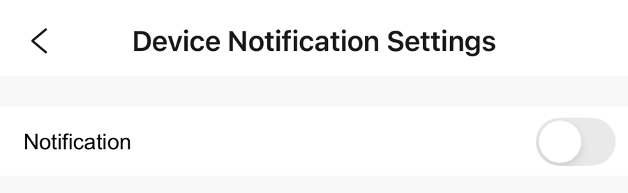 The device's Notification toggle shown in the off position.