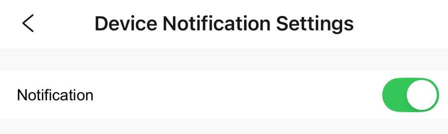 The device's Notification toggle now switched on and green.