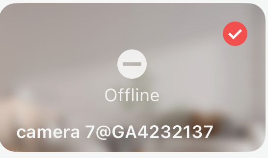 An offline device tile selected with a tick in the corner.