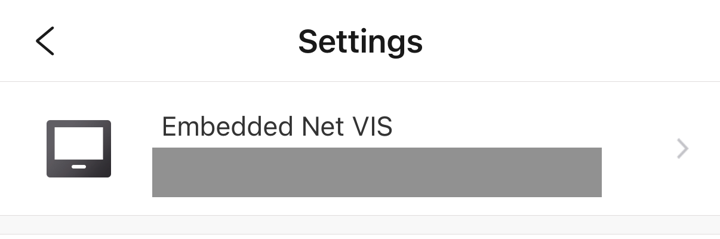 The Settings screen showing the current device name.