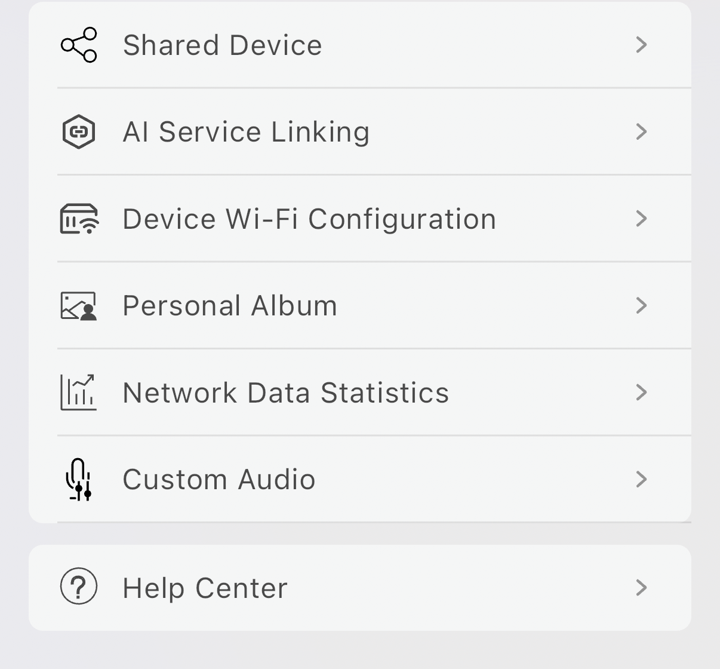 The Me menu with Personal Album listed.