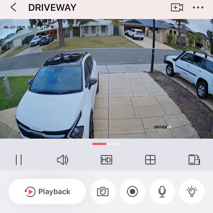The live view with the Playback button highlighted at the bottom left.